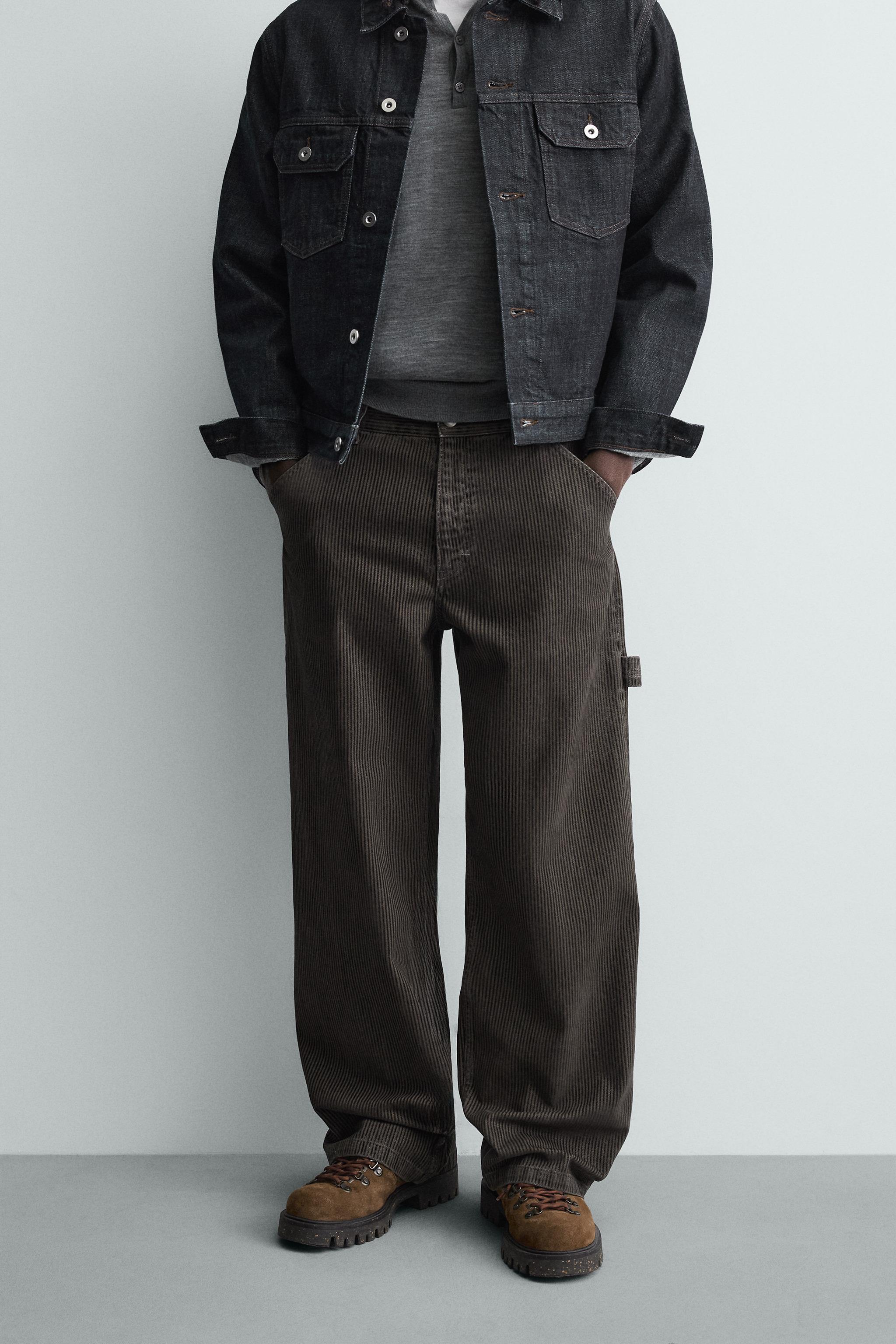 FLOCKED STRIPED RELAXED FIT PANTS